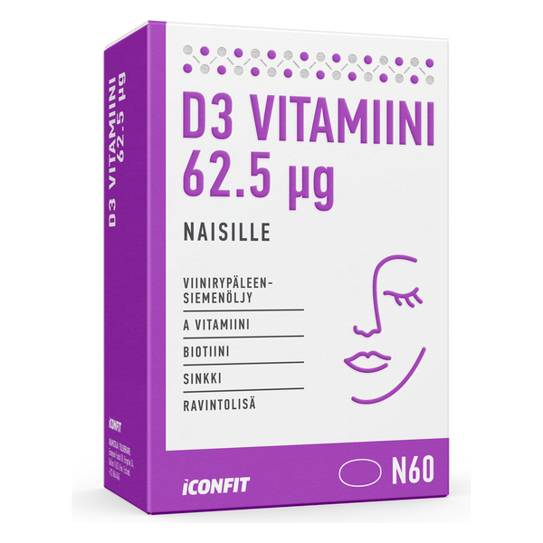 ICONFIT Vitamin D3 til kvinder 2500 IE (60 kapsler)